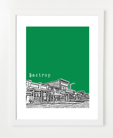 Bastrop Texas Skyline Art Print and Poster | By BirdAve Posters