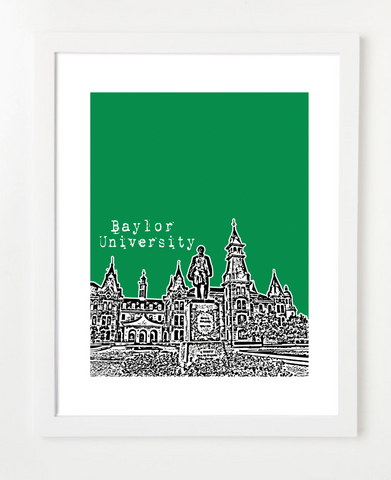 Waco Texas Baylor University Skyline Art Print and Poster | By BirdAve Posters