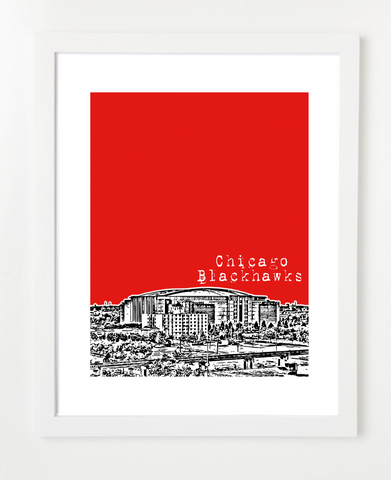 Chicago Blackhawks Skyline Art Print and Poster | By BirdAve Posters
