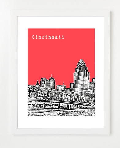 Cincinnati Ohio VERSION 2 Skyline Art Print and Poster | By BirdAve Posters