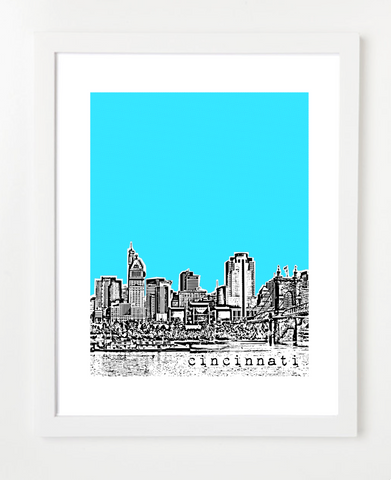 Cincinnati Ohio VERSION 1 Skyline Art Print and Poster | By BirdAve Posters
