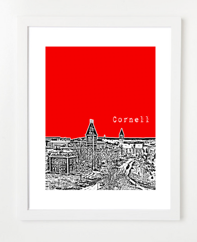 Cornell University Ithaca New York Skyline Art Print and Poster | By BirdAve Posters