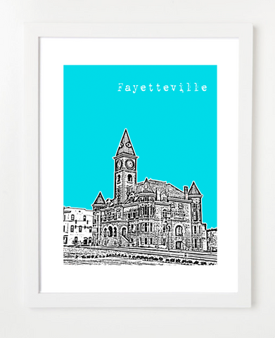 Fayetteville Arkansas Old Post Office Skyline Art Print and Poster | By BirdAve Posters