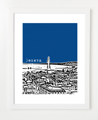Geneva Switzerland Europe Posters and Skyline Art Prints | By BirdAve 