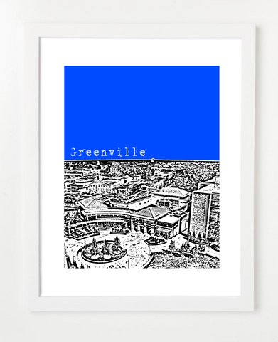 Greenville North Carolina Skyline Art Print and Poster | By BirdAve Posters