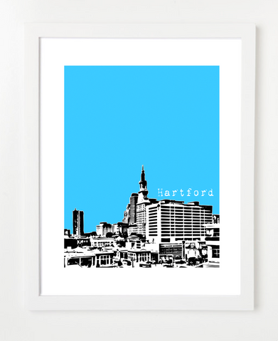 Hartford Connecticut USA Skyline Art Print and Poster | By BirdAve Posters