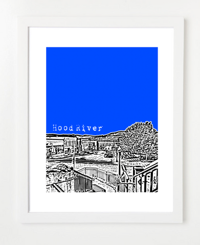 Hood River Oregon Skyline Art Print and Poster | By BirdAve Posters