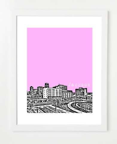 Jackson Mississippi Skyline Art Print and Poster | By BirdAve Posters