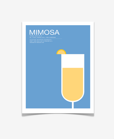Mimosa Cocktail Art Print - Signature Cocktail Wedding Poster - Kitchen Art-