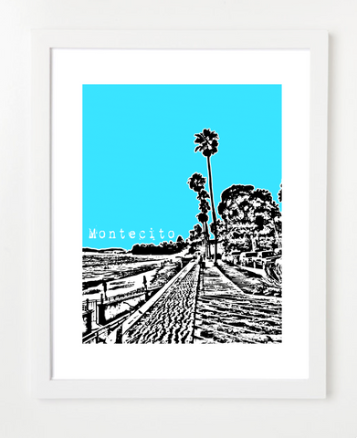 Montecito California USA Skyline Art Print and Poster | By BirdAve Posters