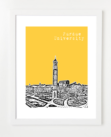 West Lafayette Indiana Purdue University Skyline Art Print and Poster | By BirdAve Posters