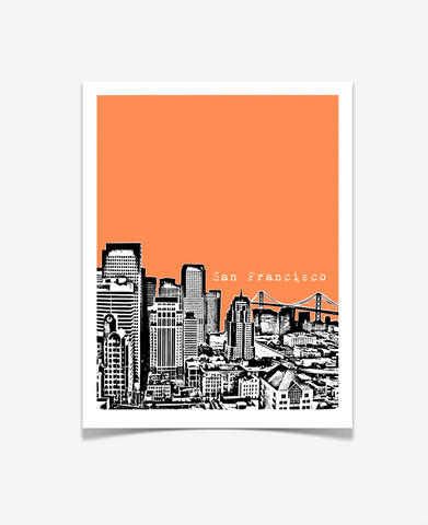 San Francisco California Poster  - Downtown - VERSION 2