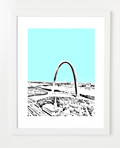 St Louis Missouri Gateway Arch View Skyline Art Print and Poster | By BirdAve Posters
