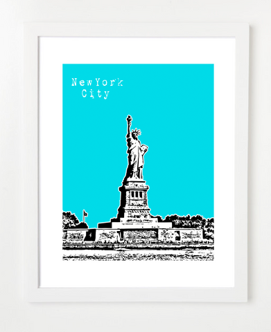 Statue of Liberty New York City Skyline Art Print and Poster | By BirdAve Posters
