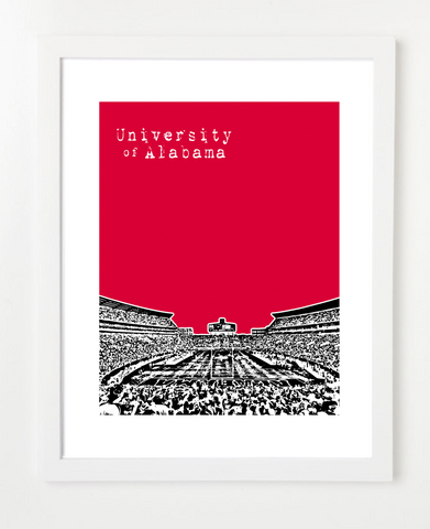 University of Alabama Crimson Tide Football Bryant Denny Stadium Skyline Art Print and Poster | By BirdAve Posters