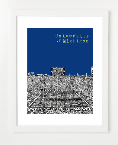 University of Michigan Michigan Stadium Skyline Art Print and Poster | By BirdAve Posters