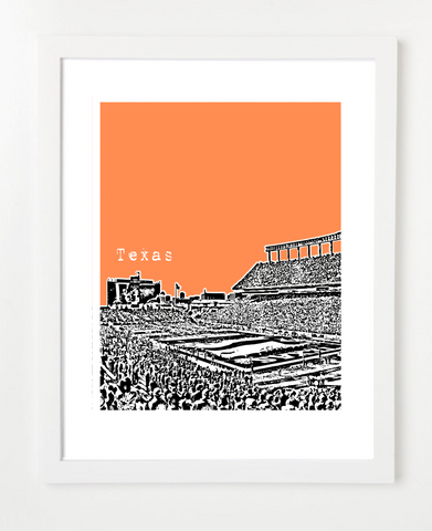 University of Texas at Austin Joe Jamail Field Skyline Art Print and Poster | By BirdAve Posters