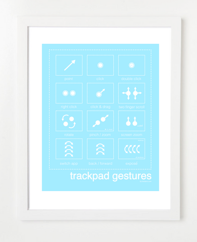 Mac Trackpad Gestures Light Blue Posters and Skyline Art Prints | By BirdAve 