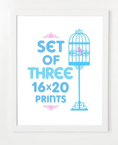 Bundle - Set of Three Prints - Pick Your Prints and Colors - 16x20