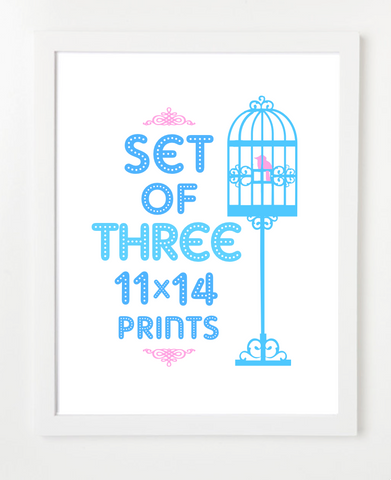 Bundle - Set of Three Prints - Pick Your Prints and Colors - 11x14