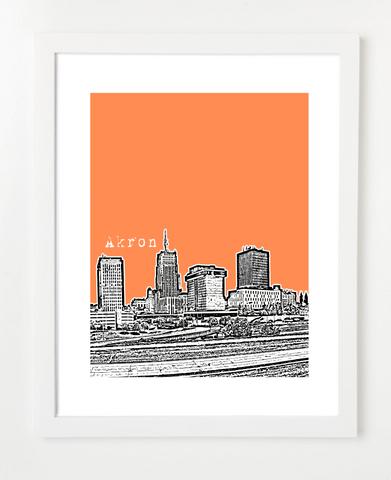 Akron Ohio Skyline Art Print and Poster