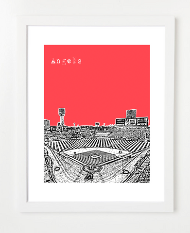 Los Angeles Angels of Anaheim Angels Stadium Skyline Art Print and Poster | By BirdAve Posters