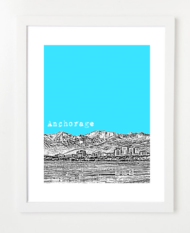 Anchorage Alaska USA Skyline Art Print and Poster | By BirdAve Posters
