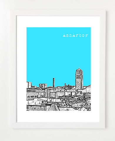 Ann Arbor Michigan USA Skyline Art Print and Poster | By BirdAve Posters