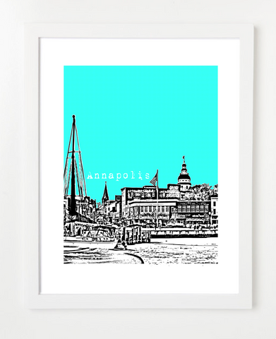 Annapolis Maryland USA Skyline Art Print and Poster | By BirdAve Posters