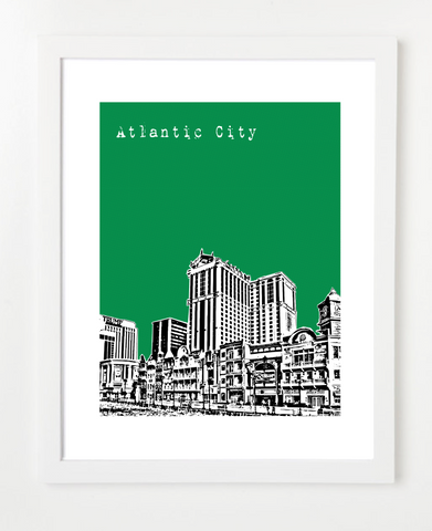 Atlantic City New Jersey Skyline Art Print and Poster | By BirdAve Posters