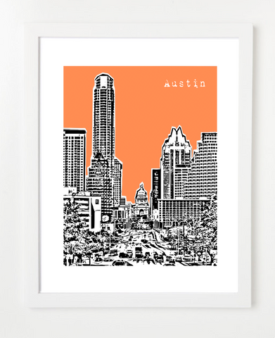 Austin Texas Capitol Building Skyline Art Print and Poster | By BirdAve Posters