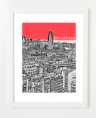 Barcelona Spain Skyline Art Print and Poster | By BirdAve Posters