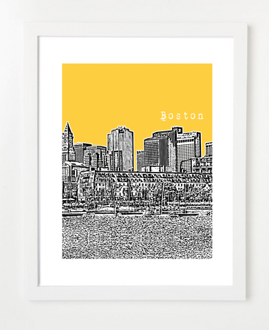 Boston Poster Lewis Wharf North End Skyline Art Print and Poster | By BirdAve Posters