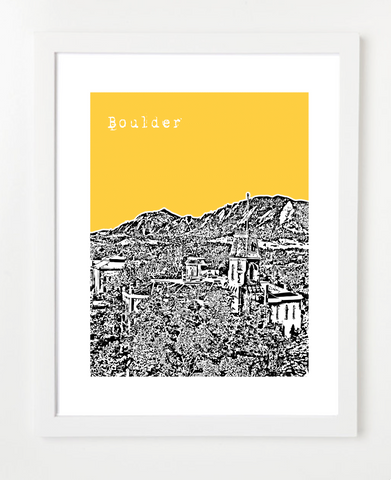 Boulder Colorado University of Colorado Boulder Skyline Art Print and Poster | By BirdAve Posters