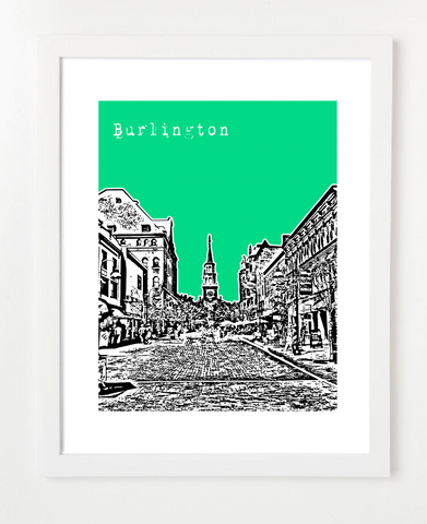 Burlington Vermont Skyline Art Print and Poster | By BirdAve Posters