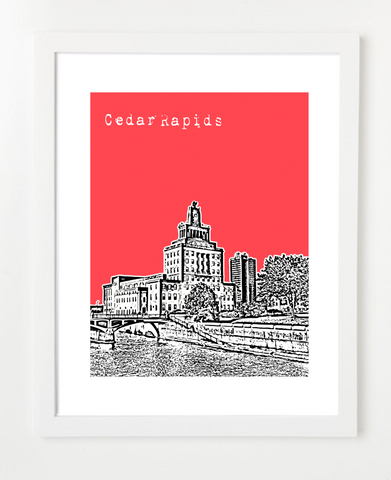Cedar Rapids Iowa Skyline Art Print and Poster | By BirdAve Posters