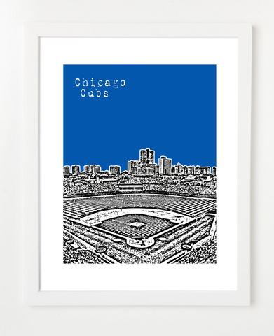 Chicago Cubs Wrigley Field Skyline Art Print and Poster | By BirdAve Posters