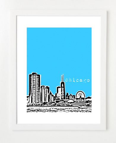 Chicago Illinois VERSION 1 Skyline Art Print and Poster | By BirdAve Posters