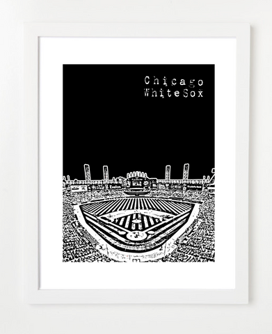 Chicago White Sox US Cellular Field Skyline Art Print and Poster | By BirdAve Posters