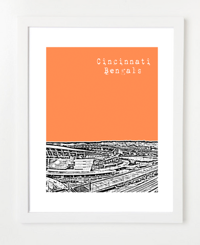 Cincinnati Bengals Paul Brown Stadium Skyline Art Print and Poster | By BirdAve Posters