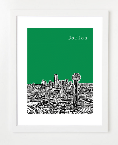 Dallas Texas Reunion Tower Skyline Art Print and Poster | By BirdAve Posters