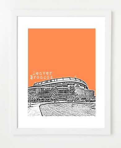 Denver Broncos Sports Authority Field Skyline Art Print and Poster | By BirdAve Posters