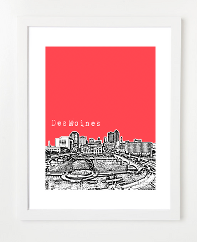Des Moines Iowa Skyline Art Print and Poster | By BirdAve Posters