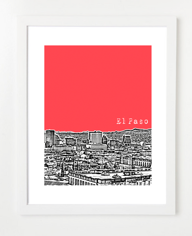 El Paso Texas Skyline Art Print and Poster | By BirdAve Posters