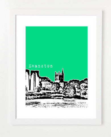 Evanston Illinois Northwestern University Skyline Art Print and Poster | By BirdAve Posters