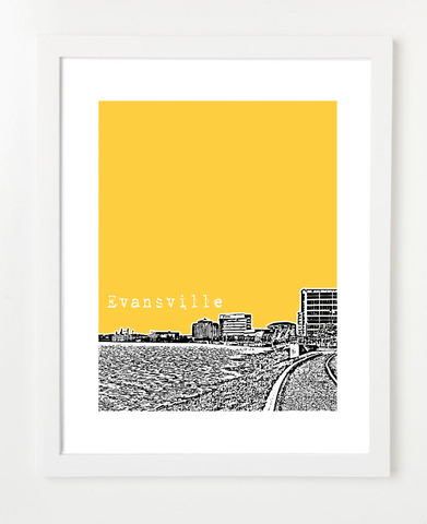 Evansville Indiana VERSION 1 Skyline Art Print and Poster | By BirdAve Posters