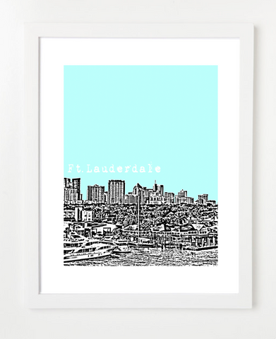 Fort Lauderdale Florida Skyline Art Print and Poster | By BirdAve Posters