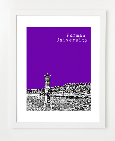 Greenville South Carolina Furman University Skyline Art Print and Poster | By BirdAve Posters