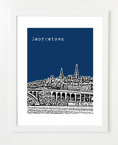 Georgetown Washington DC Georgetown University Hoyas Skyline Art Print and Poster | By BirdAve Posters
