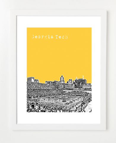 Georgia Tech Yellow Jackets Football Bobby Dood Stadium Skyline Art Print and Poster | By BirdAve Posters